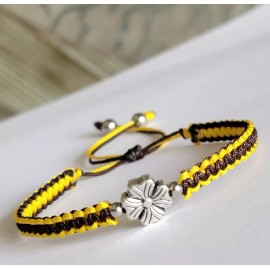 Handmade Comadry Fashion Bracelet with  Clover connector Charm Good Luck Brown Yellow Women Men