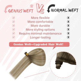 fshine Real Hair Genius Wefts for Sewing Human Hair Extensions Real Hair Ombre Wefts Real Hair Remy Real Hair Extensions Elegance Hair 50 g 45 cm #6/27/60