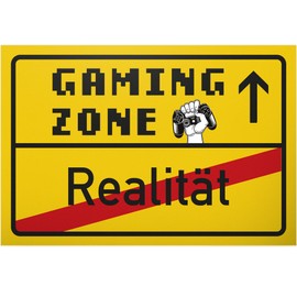 DankeDir! Gaming Zone Reality - Plastic Sign - Party Door Sign Room Gift Idea Gamer Party Decoration Game Room - Teenagers Gift Decoration Teenager Birthday Gift Gamer Boys