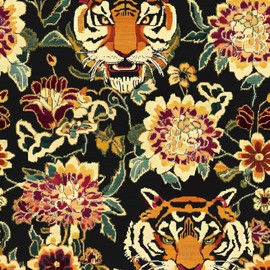 Tiger Floral Peel and Stick Wallpaper Vintage Boho Dark Floral Contact Paper Flower Wall Mural Home Vinyl Waterproof Self Adhesive Removable Renter Friendly Wall Paper 17.5" x 393"