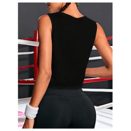 OYOANGLE Women's Side Cut-Outs Workout Sleeveless Tank Top Crew Neck Split Hem Shirts Gym Yoga Running Black X-Large