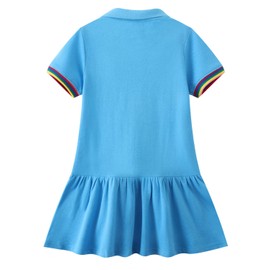 Youlebao Girls Cotton Long Sleeve Casual Cartoon Appliques Striped Jersey Dresses(4T, UGDS17)