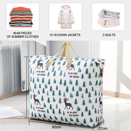 Vocridy Aufbewahrungstasche für Decke oder Kleidung, langlebig für mehrere Funktionen, für Bettwäsche, Blanket, Kleideraufbewahrung, Ferientasche, 2er-Pack 56 * 80 * 27cm, 120L (Tree)