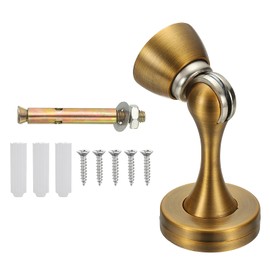 sourcing map Magnetic Door Stopper, Zinc Alloy Door Catch Holder, Doors Knob Wall Protector with Screws for Home Office Wall Floor Mounting, Yellow Bronze