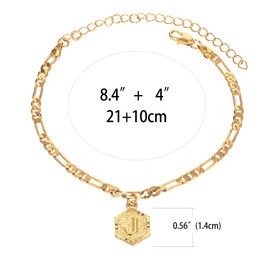 Initial Ankle Bracelets for Women Men, 18K Gold Silver Figaro Cuban Link Anklet Bracelet for Women Custom Name Gold Anklet with Initials