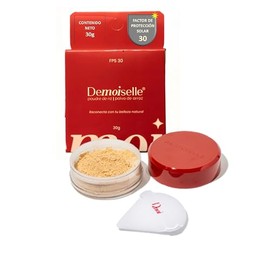 Demoiselle Polvo de Arroz Facial Suelto Traslúcido Medio Morisco con FPS 30 | Acabado Mate | Control de Brillo y Grasa | 30 g