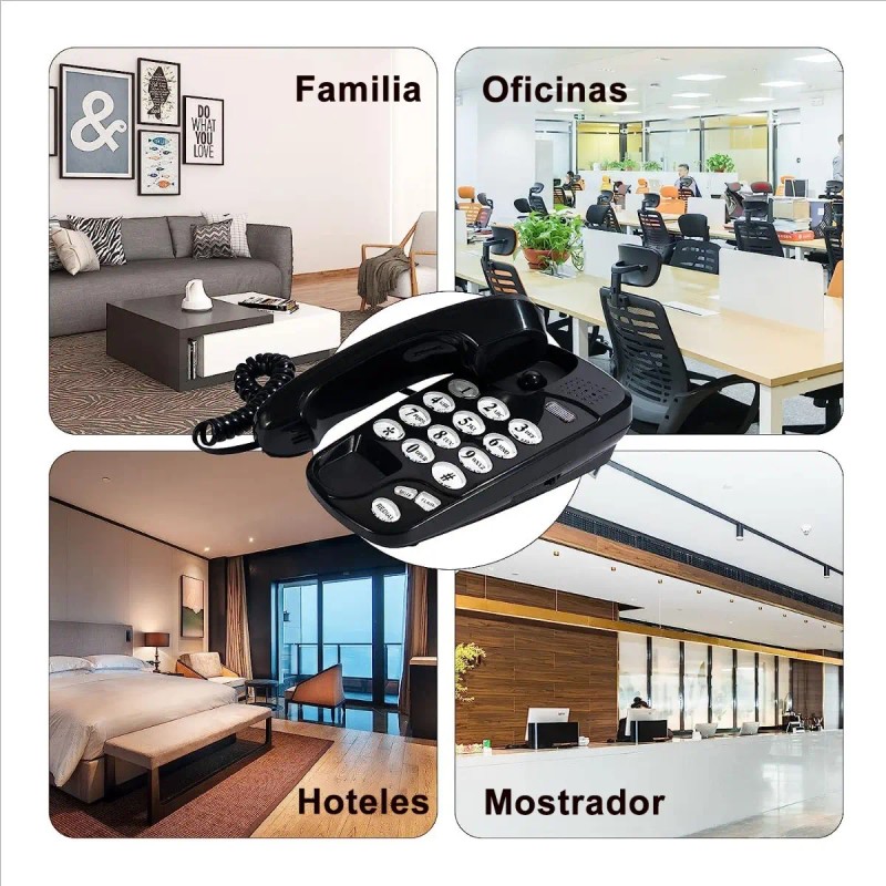 Telefonos fijos alámbrico casa oficina hotel color negro Savefree KX-T580