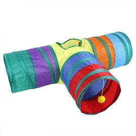 Rainbow Cats Tunnels with Interactive Ball Indoors Kitty Play Tunnel for Indoor Outdoor, Cat Tunnel Large Cat Toy Kitten Kitty Rabbt (3 Way)