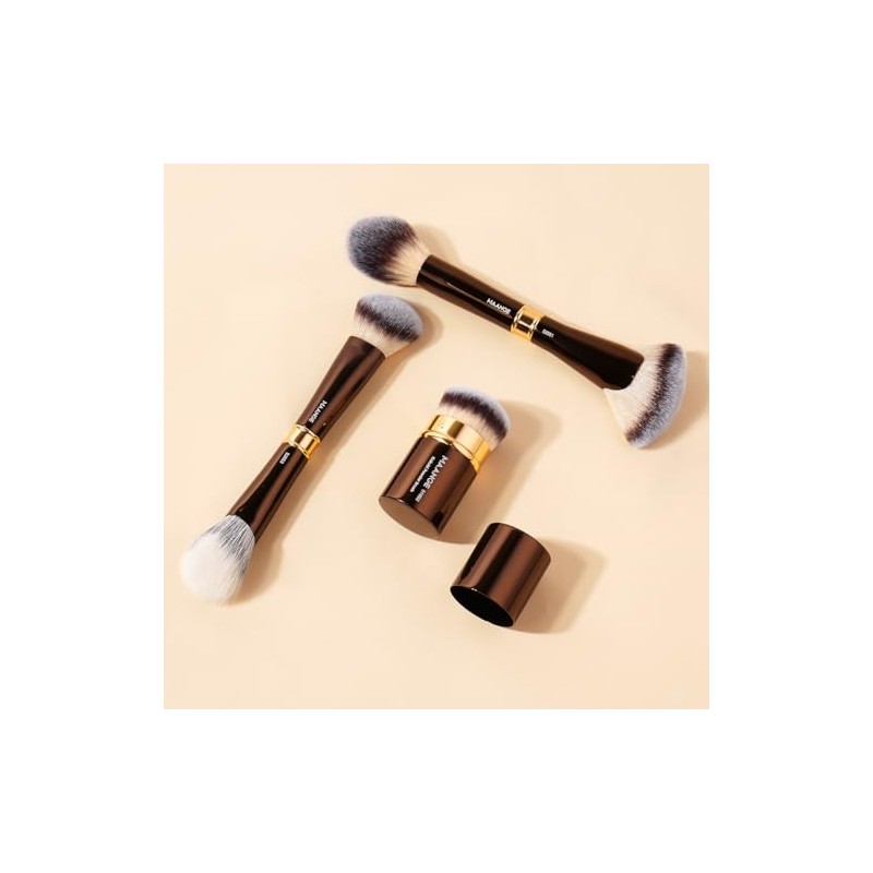 MAANGE 3 Piezas Brochas de Maquillaje Profesional Faciales de Aluminio