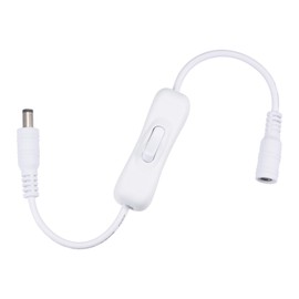sourcing map DC Cable 5.5mm x 2.1mm 1 Female to 1 Male with Switch for Camera LED Light White 2pcs