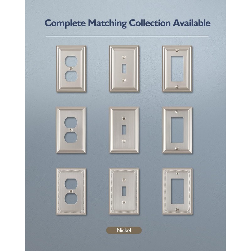 ZILLSEA Decorative Framed Design Switch Plates Outlet Covers, Duable Metal