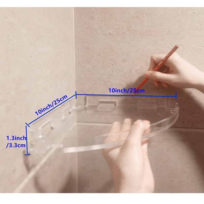 JiePai Acrylic Corner Shower Caddy Shelf with Hooks 2 pack,
