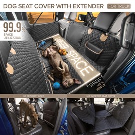XL Truck Back Seat Extender for Dogs, Hard Bottom Dog Car Seat Cover for Back Seat, Heavy Duty Dog Hammock for Aggressive Chewers, Waterproof Pet Seat Covers for Trucks, F150, Ram1500, Large SUV