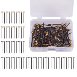 60Pcs Picture Hanging Nails 30 Lbs Brass Head Nails for Hanging, Picture Hanger Pins, Heavy Duty Nail Hook with Storage Box for Photo Frame, Wood Wall Hanging