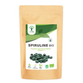 Organic Spirulina - BCAA Iron Vitamin A 65% Protein 17% Phycocyanin - Pure and No Additives - Dietary Supplement - 500 mg/Tablet - Packed in the EU - Organic Certification - 300 Tablets