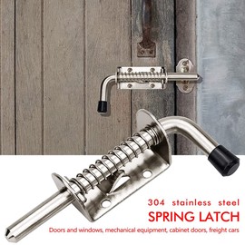 Kocusu Spring Latch Stainless Steel 304, Heavy Duty Sliding Bolt, Bolt with Rubber Handle, Gate Latch, Deadbolt Lock, Spring Bolt for Doors, Windows, Shed Door, 4 x 13.5 cm (2)