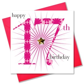 Claire Giles Ages Age 17 Girl Birthday Card, AGE17G, Pink