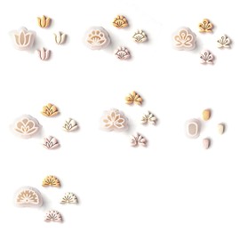 Bofanze Geometric Flower Clay Earring Cutters Plastic Clay Cutters Clay Earring Cutters Clay Earring Cutters Mixed Flower Cutters for Earrings and Other Crafts White Pack of 7