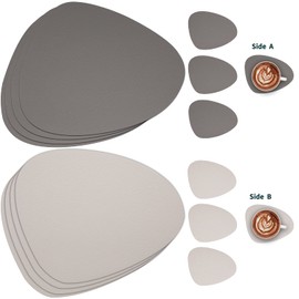 Myir JUN Placemats, Dual-Sided Placemats Waterproof Faux Leather Placemats Set of 6 Place Mats and Coasters Non-Slip Washable Table Mats for Dining Table (Gray Beige, Set of 6)