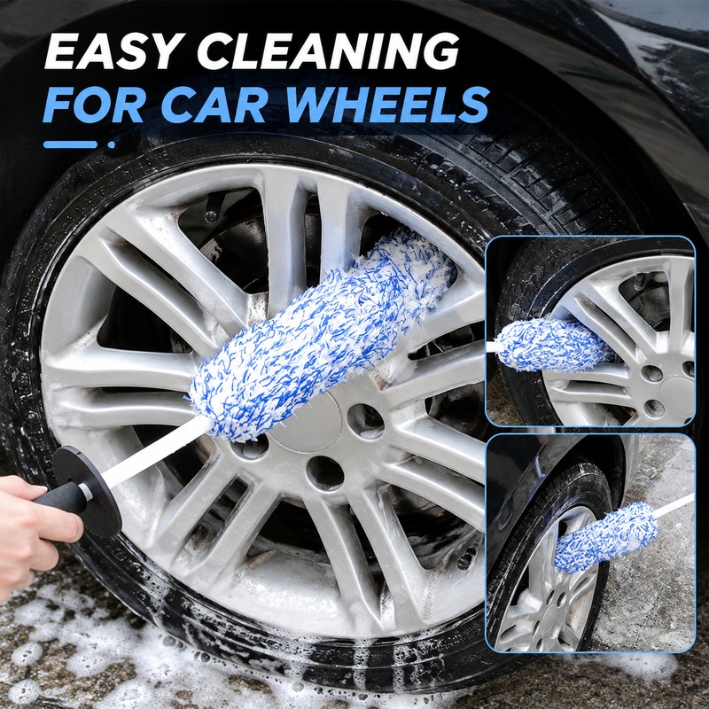 Car Wheel Cleaning Brush Set with Wash Mitt – Soft
