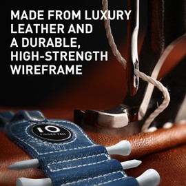 AMRTA Golf Tee Holder Value 2 Pack for Golf Bag with Free Ball Marker and 8 Pcs Wood TeesGift Set, Luxury Leather Gift Hook to Golf Bag Belt Clip (Dark Blue)