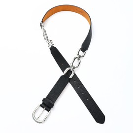 RISANTRY Black Belt for Women Silver Buckle with Metal Ring Link Decoration Perfect for Jeans and Casual Outfits