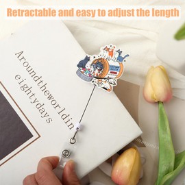 Wasise Nurse Badge Reel - Retractable Badge Reel, Funny Nurse Cats Mom Lovers Clip, Lanyard for Nurses, Holder Happy Pills Booster,Cute Office Accessories Gifts for Medical Worker Vet Tech Pharmacist