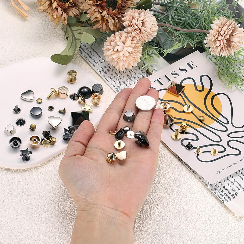 sourcing map 25 Pcs Round Studs Rivets, 10mm Metal Spikes