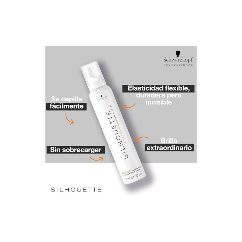 SILHOUETTE Espuma Flexible Hold, Fijación Duradera, Volumen y Brillo 200