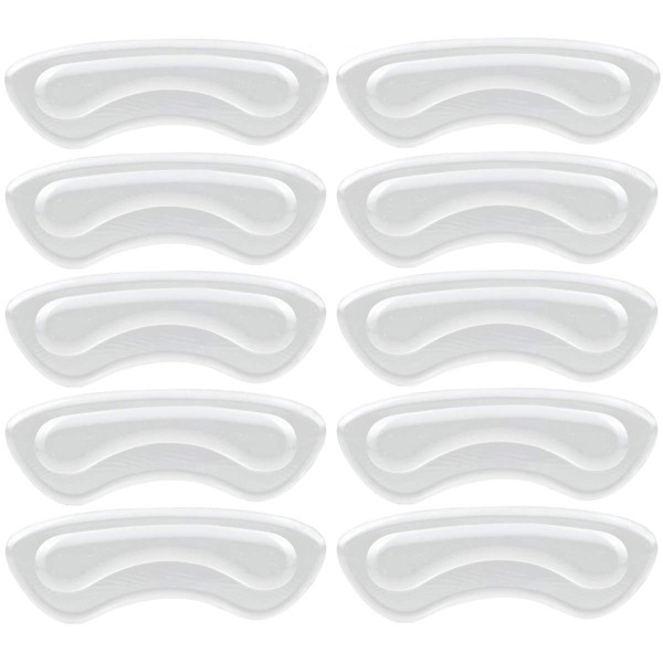 Heel Grips,Gel Heel Liners for Women Men, Heel Pads Cushion Inserts, Slippage Grips for Loose Shoes, Anti-Blister, Clear (5 Pairs)