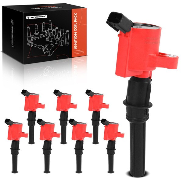 A-Premium (Red) Engine Ignition Coil Pack Compatible with Ford F-150,
