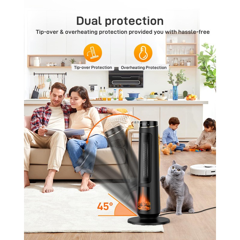 Domenow Space Heaters for Indoor Use, 31" Ceramic Tower Space