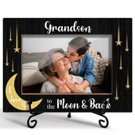 Grandson Picture Frame, Pregnancy Announcement Gifts for Grandkids, Grandchildren, Wooden Picture Frame with Stand, 4x6" Picture Frame for Tabletop Display, Home Office Desk Decor Shelf Display/XK03