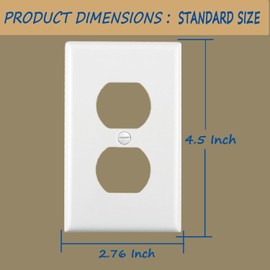 Outlet Covers Wall Plates -Duplex Outlet Covers, 1-Gang Standard Size Wall Plate for Outlets, Duplex Receptacle Wall Plate,Unbreakable Polycarbonate Thermoplastic,UL Listed (12-Pack,White)