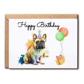 SNMDesigns Cute French Bulldog Card - Humor Birthday Greeting - Congrats Bulldog Card - Blank Inside Card - Bday Wish French Bulldog Card
