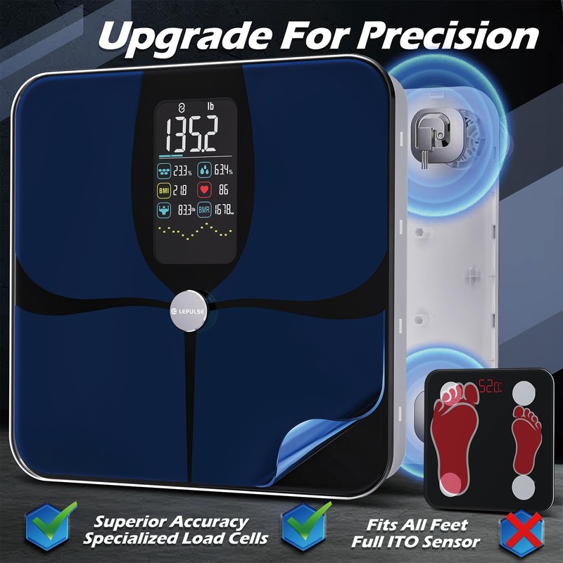 Lepulse Smart Weight Scale With BMI Body Fat Muscle Mass,