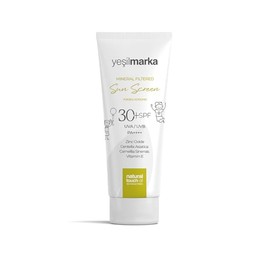 Yeşilmarka Mineral Filtered Sun Protection SPF 30 with UVA/UVB and Blue Light Protection, Enriched with Zinc Oxide, Gotu Kola Extract, Green Tea Extract and Vitamin E, for Sensitive Skin 50ml