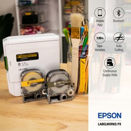 LABELWORKS Epson LW-C410PX Portable Bluetooth Label Machine Printer for Home and Office – Portable&Effcient, Create Sticker Labels for Crafts and Organization, Designer Tape Supported, App Compatible