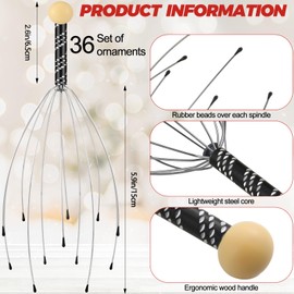 36 Pcs Scalp Massager Head Scratcher Wooden Handle,Black