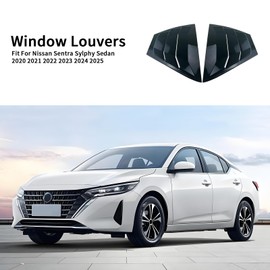 for Nissan Sentra Sylphy 2020-2025 Rear Side Window Louvers,Sport Style Triangular Window Glass Blinds Air Vent Scoop Shades Cover Trim Blinds Auto Exterior ABS Decorate Accessories (Piano Black)