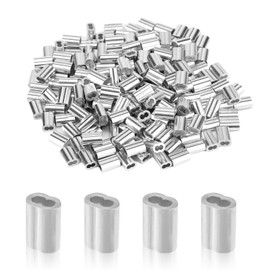 MAEXUS Pack of 100 Rope Clamps 4 mm, Wire Rope Clamp, Aluminium Press Clamps, Aluminium Sleeves, Double Sleeves, Cable Sleeves, Wire Rope Connectors, for 2 mm Wire Ropes and Cables (Silver)