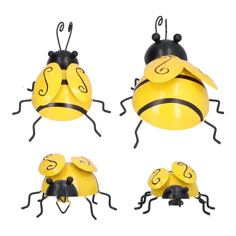 4Pcs/Set Wrought Iron Bee Decoration Wall Hanging 3 Dimensional Bee
