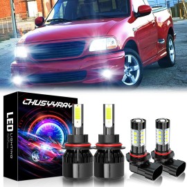 CHUSYYRAY For 1997-2003 Ford F150 6000K LED Headlight Hi/Lo+Fog light bulbs Combo White