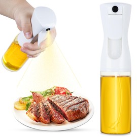 WANKODA Oil Sprayer For Cooking, 2024 Newest Upgraded Olive Oil Sprayer and Dispenser for Kitchen, Food Grade Oil Spray Bottle for Cooking, Air Fryer, Deep Frying, BBQ (White, 220ml)