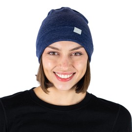 Merino Wool Beanie Men and Women - Cuff Merino Wool Hats for Men and Women - Unisex Adult Beanie Winter Hat and Socks (Navy, Small-Medium)