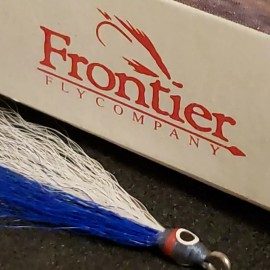FRONTIER FLY COMPANY SALTWATER FLY FISHING FLIES # 1/0 BAITFISH BLUE WHITE KEELED CUSTOM FRONTIER CO