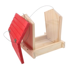 ORFOFE Hanging Wooden Bird Feeder House Rustic Farmhouse Style Wild Bird Feeder for Garden Patio Courtyard Backyard Rainproof Design Multiple Perches for Interactive Feeding