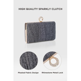 BABEYOND Women's Clutch Evening Bag Women's Elegant Chain Bag and Removable Chain Wedding Prom Party Handbag, Crossbody Shoulder Bag, Small Shoulder Bag, Darkgray