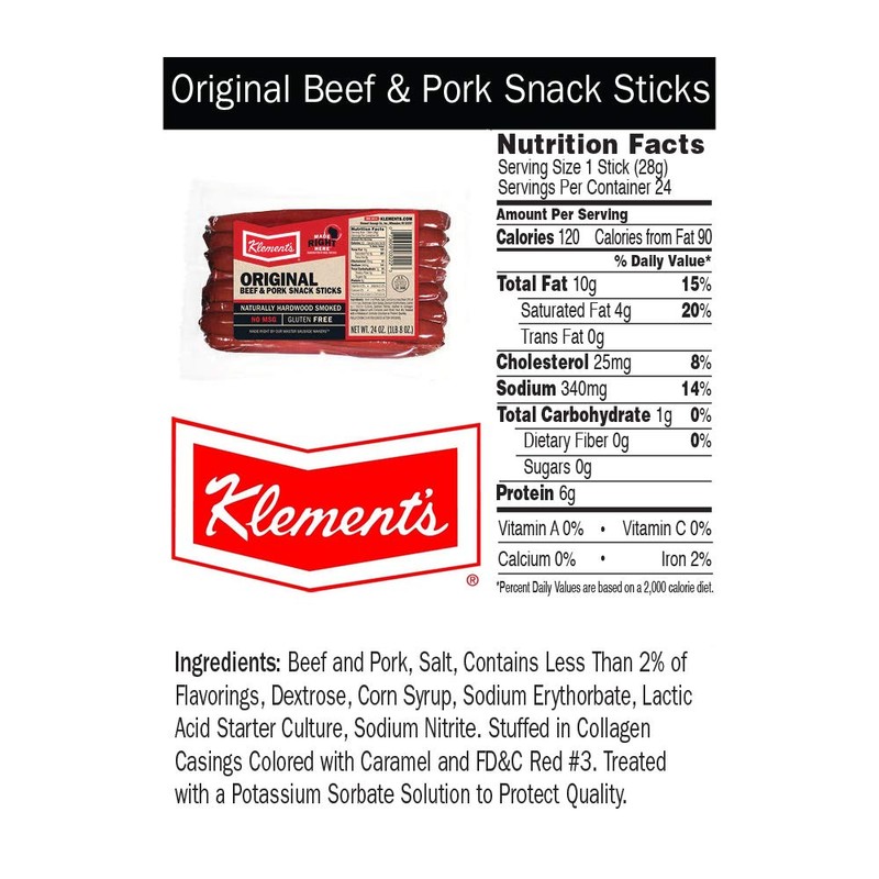 Klements Meat Snack Sticks 24 oz (Original)