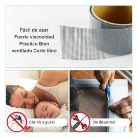 RUAKIVA Kit de Reparación de Ventanas y Mosquiteras,Cinta de Reparación de Agujeros de Desgarro,5M*5CM,Herramienta de Reparación de Carpas y Mosquiteras,Negro